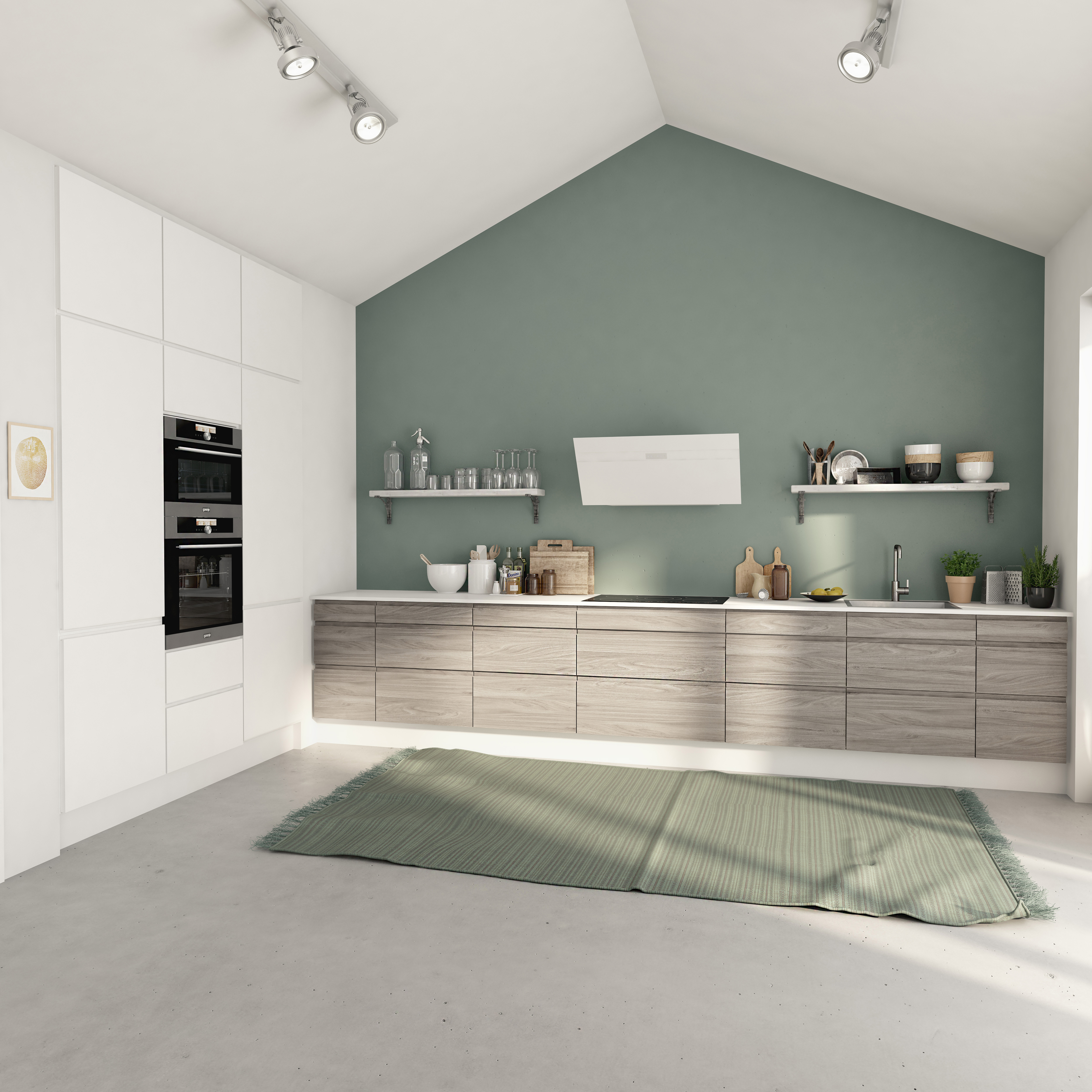 Modern by DESIGNA - Matt hvit og lys grå trestruktur 